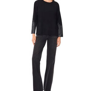 Sam & Jess Women's Crewneck Rhinestone Long-Sleeve Sweater